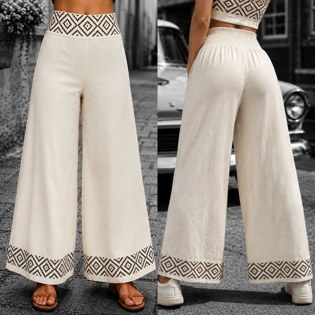 Jute Cotton Pant With Block Printing