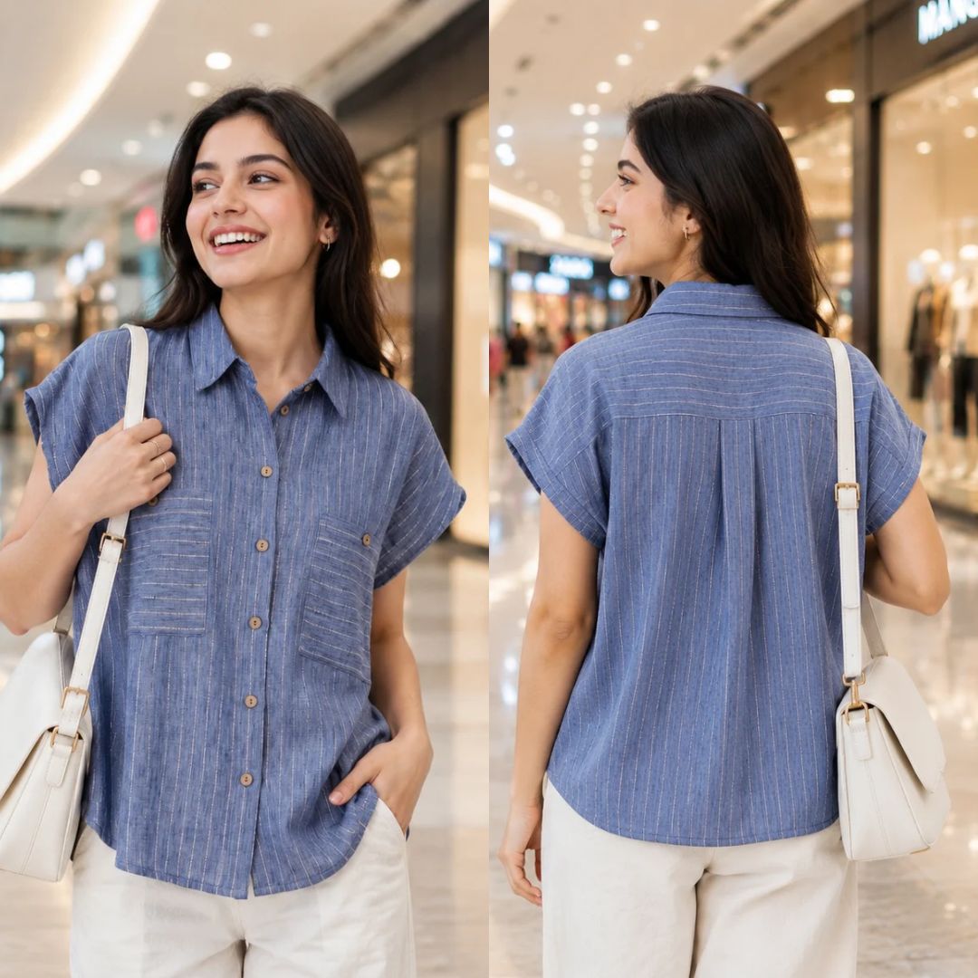 Denim Look Shirt & Pants with Lurex