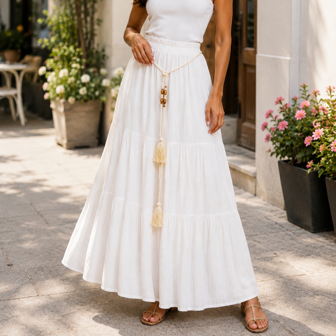 Panel Skirt with Belt