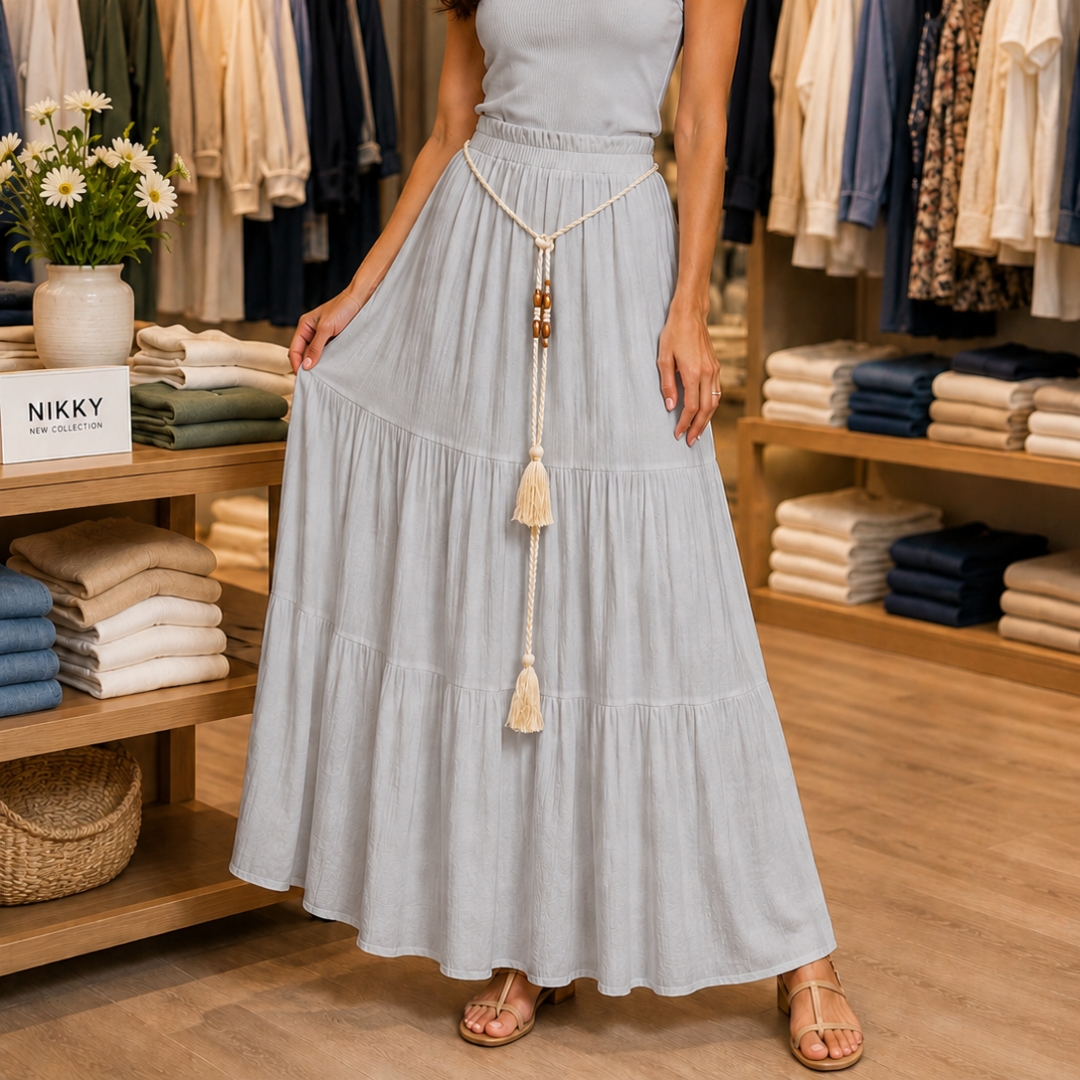 Panel Skirt with Belt