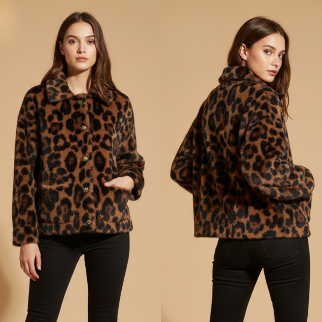 Women's Brown Leopard Print Jacket