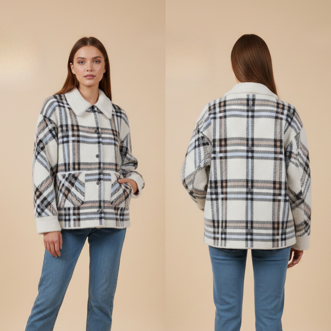 Women's Grey & White Plaid Jacket