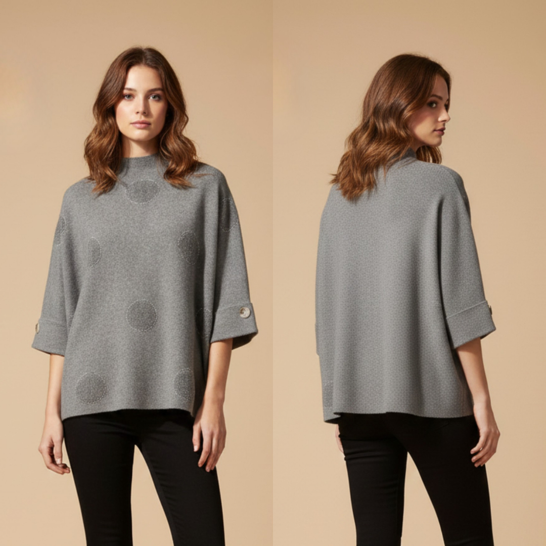 Women's Grey Patterned Knit Sweater Top
