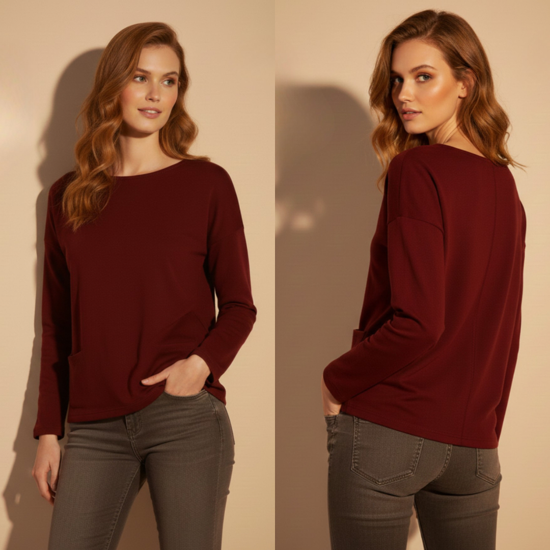 Women's Long Sleeve Round Neck Knit Top