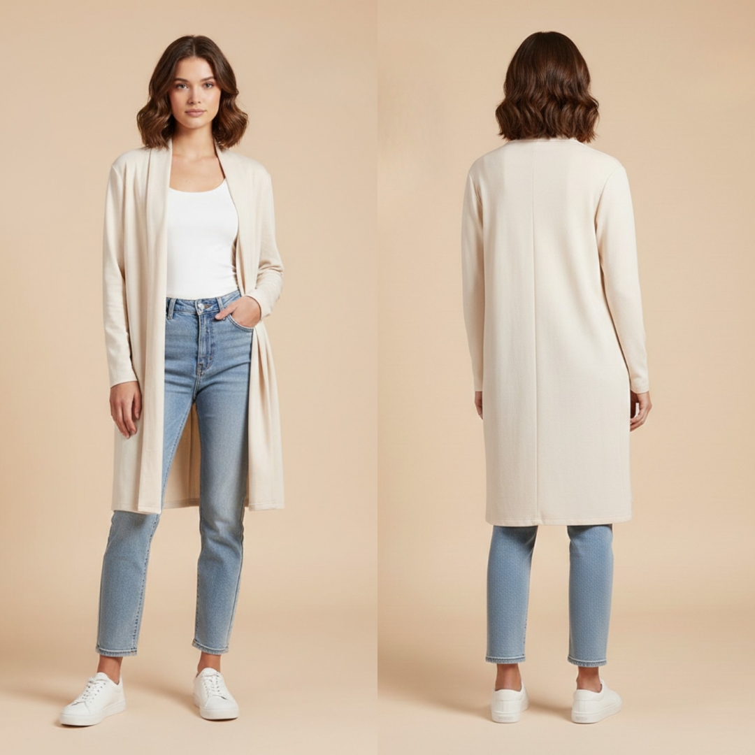 Women's Longline Open Front Knit Cardigan