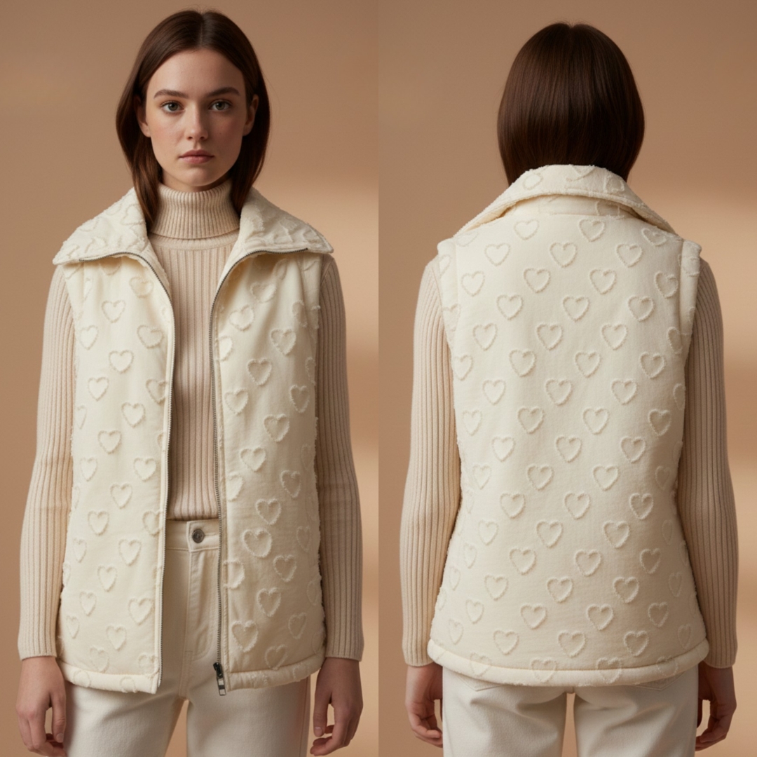 Women's Heart Textured Quilted Vest